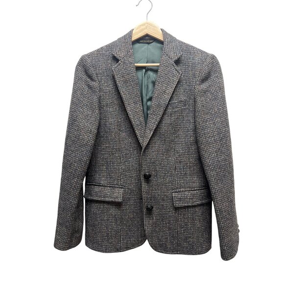 Harris Tweed Vintage 90's Gray Wool Houndstooth Tailored Blazer - Picture 2 of 9